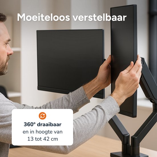 Skoov Monitorarm - Mit Gasfeder - Für 13-32 Zoll - 2 Bildschirme - Stütze - Extra stabil - Schwarz