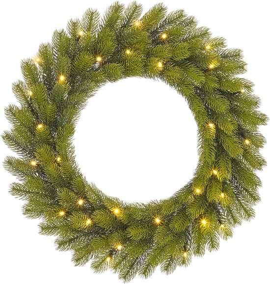 Black Box Trees Nigata Weihnachtskranz mit LED-Lichtern - Ø60 cm - Grün