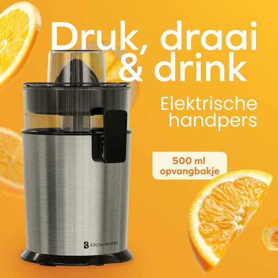 KitchenBrothers Zitruspresse - Manuell - Mit Ausguss - 0.5L - Edelstahl