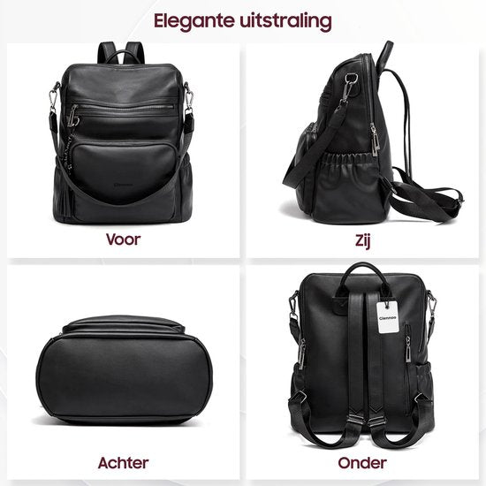 Glennoo Rucksack - Damen - Wasserdicht - Klein - Anti-Diebstahl-Fach - Rücken, Schulter, Handtasche in einem - Weiches PU-Leder