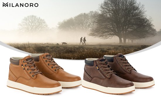 Milanoro - Bequeme Herren-Turnschuhe - Cognac - Größe 42