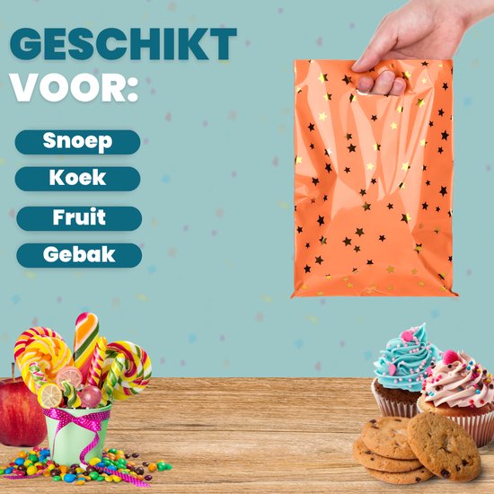Feestio Sharing Bags 100 Stück - 17 x 25 cm - Bonbontüten - Leckerli-Tüten Kinderparty - Geschenktüten - Geburtstag