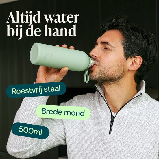 Castagnola Wasserflasche - Edelstahl-Trinkflasche 500 ML - Stahlthermoskanne - Trinkflaschen für Erwachsene - Doppelwandig - Grün