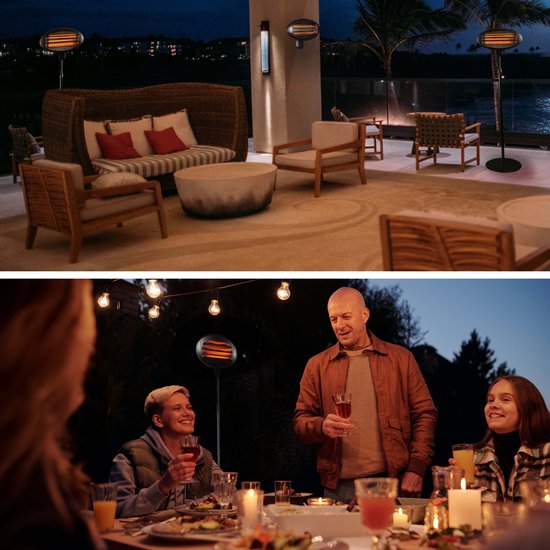 BRASQ Electric Terrace Heater Floor Standing PHS100 - Heizung 2000W - 3 Wärmestufen - Einstellbar - Spritzwassergeschützt - Für den Innen- und Außenbereich - Schwarz