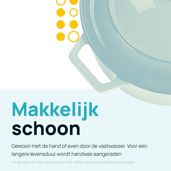 MOA Gusseisen-Kasserolle - 7,2L - Für alle Wärmequellen inkl. Induktion - Mit Deckel - Ø 30cm - Antihaftbeschichtung - Hellblau