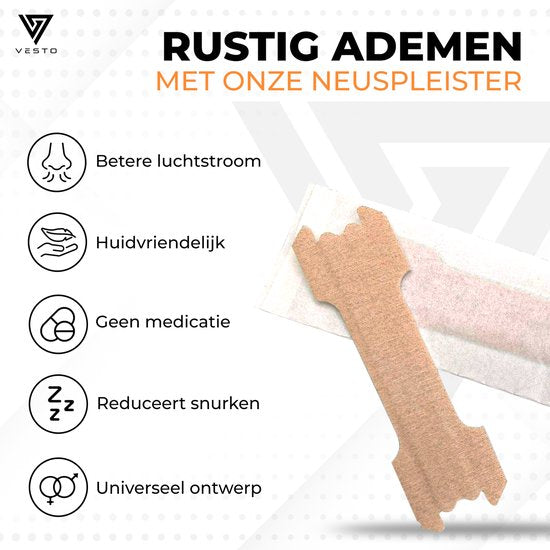 Vesto® 100 Stück Anti-Schnarch-Pflaster - Nasenstreifen - Schnarchen - Nasenspreizer - Produkte für besseren Schlaf - Nacht-Nasenpflaster