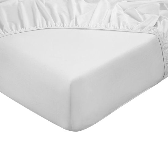 DoubleDry Spannbetttuch 90x200 cm - 100% natürliche Baumwolle - weich und atmungsaktiv - rundes Gummiband - OEKO-TEX & BSCI - Weiß