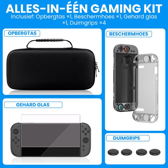 Controlla - Case geeignet für Nintendo Switch 2 - Case geeignet für Nintendo Switch 2 - Inklusive Bildschirmschutz - Schutzhülle - Daumengriffe