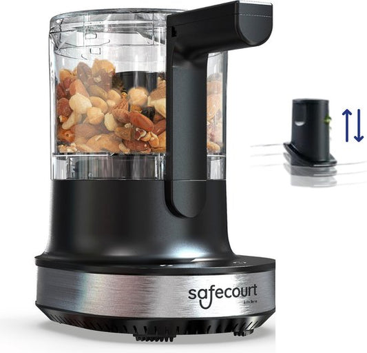 Safecourt Kitchen Chopper - Lebensmittelzerkleinerer - Schwimmende Klingen - Eiscremezerkleinerer - 700ml - Schwarz/RSF