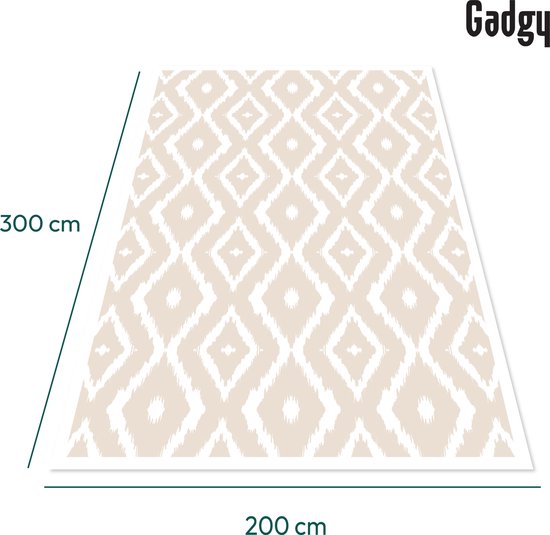 Gadgy Outdoor Teppich XXL - Outdoor Teppich 300x200 cm - Gartenteppich Doppelseitig - Picknickdecke Beige Weiß - Outdoorteppich