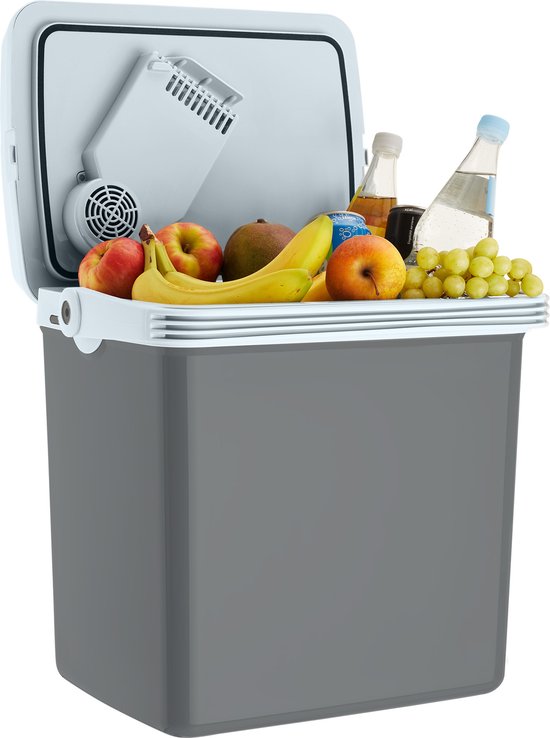tectake - Elektrische Kühlbox mit 25 l - Kühl- und Warmhaltefunktion - Leise elektrische Kühltasche - Für Auto oder Steckdose - Mini-Kühlschrank für Camping, Getränke - Thermobox mit Strom - Eco Mode