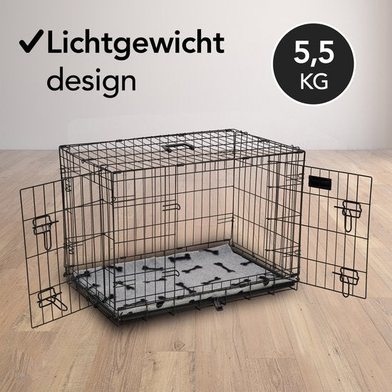 Brixy Hundebank - Sitzbank für Hunde - Größe M - klappbar - 76 x 47 x 54 CM - 2 Türen - Schwarz