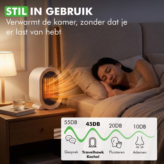 Travelhawk Electric Heater - Keramik-Heizung - 3 Stufen - 1200W Heizung - Elektrische Heizung mit LED-Anzeige - Rotierend - Schwarz