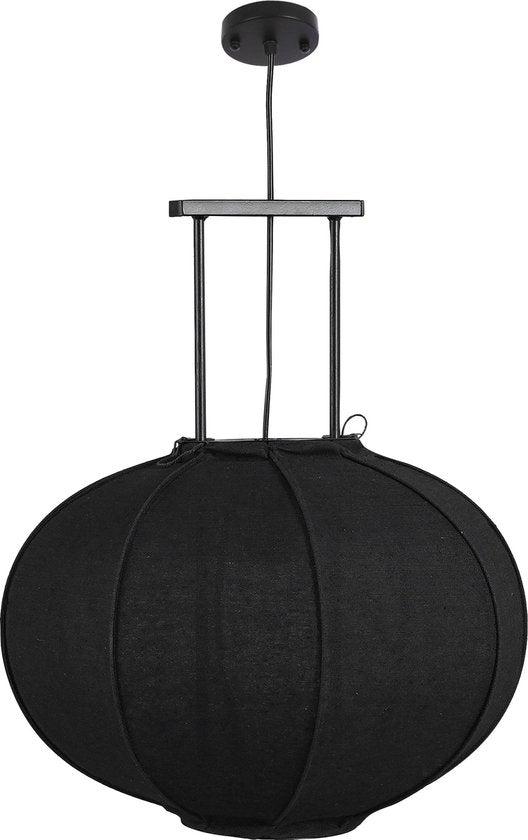 Mica Decorations Pego Pendelleuchte - H55 x Ø50 cm - Leinen - Schwarz