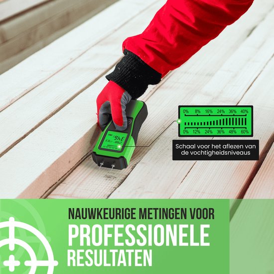 Strex Feuchtigkeitsmessgerät digital - für Holz / Baumaterialien (einschließlich Stein, Gips & Beton) - LCD-Display - Feuchtigkeitsmessgerät - Feuchtemessgerät Wände - inkl. Batterien & Aufbewahrungskoffer