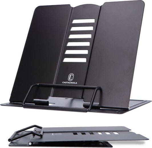 Castagnola Verstellbarer Buchhalter - Buchständer mit 6 Ständern - Buchhalter Metall - Rutschfester Tablet-Halter - Kochbücher und Lesebücher