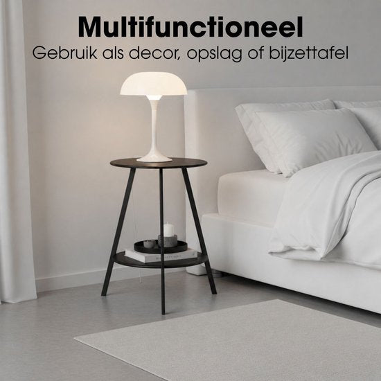 Mica Decorations Seattle Beistelltisch, rund, für den Außenbereich – Couchtisch – Salontisch für den Außenbereich – Auch als Pflanzentisch oder Pflanzenständer geeignet – Metall – 58 x 46 cm – Schwarz