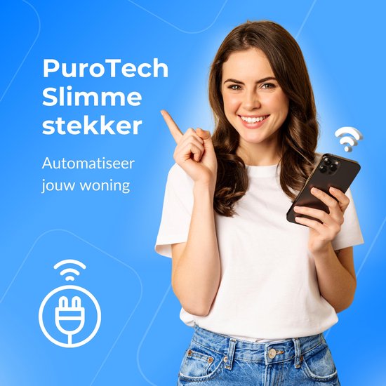 PuroTech Smart Plug - Timer & Energiezähler - Smart Plug - Für Alexa/Google Home - Verbrauchsmesser - Energiekosten