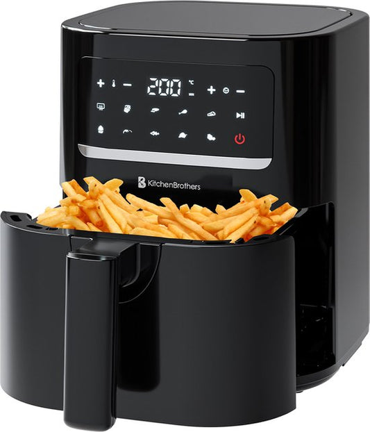 KitchenBrothers Airfryer - 3.3L - 1400W - Heißluftfritteuse - 50ºC bis 200ºC - Kompakt - 10 Kochprogramme - Schwarz