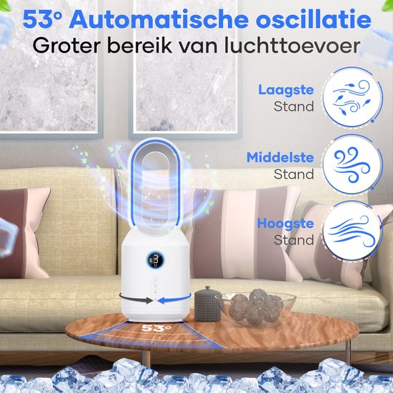 MATTI® Tischventilator - Standventilator - Kabellos - 8 Stunden Laufzeit - Inkl. Nachtlicht - Weiß