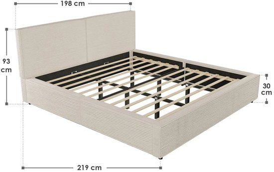 Polsterbett Salerno - Kord - 180x200cm - Beige