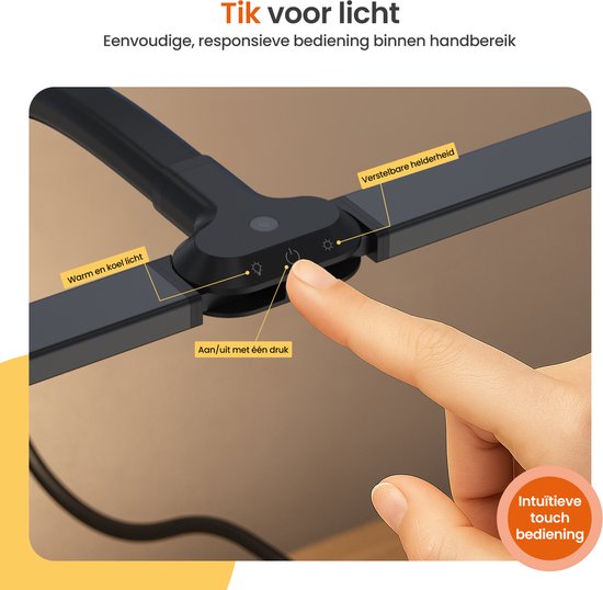 Goliving Schreibtischlampe mit Klemmhalterung XL - 78 CM - LED dimmbar mit Fernbedienung - Klemmhalterung - Tischlampe - Leselampe - Flexibel - LED Lampe - Touch Control - Softclose - Schwarz