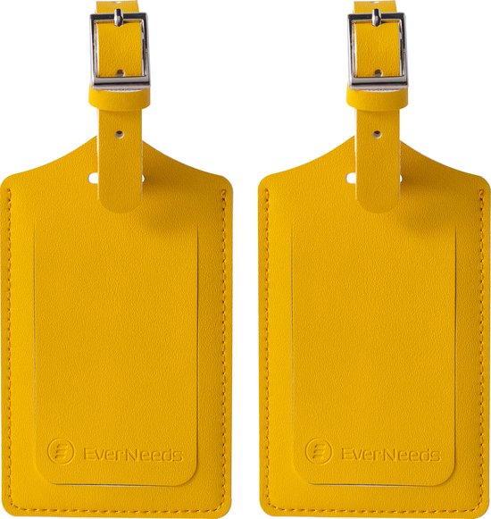 EverNeeds Gepäckanhänger - Gepäckanhänger für Koffer - Gepäckanhänger - PU Leder - Gelb - 2 Stück