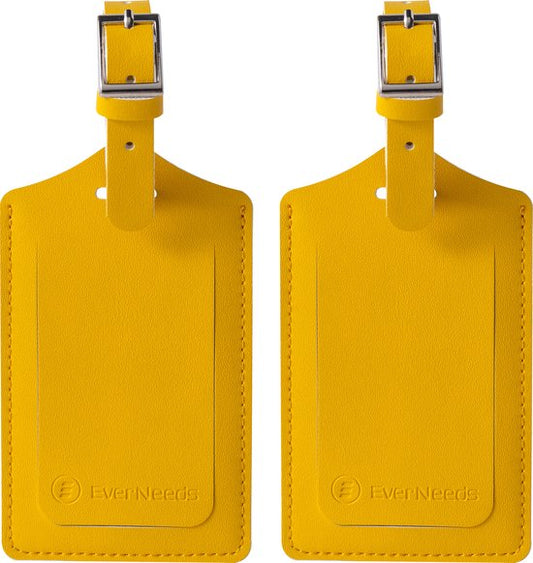 EverNeeds Gepäckanhänger - Gepäckanhänger für Koffer - Gepäckanhänger - PU Leder - Gelb - 2 Stück