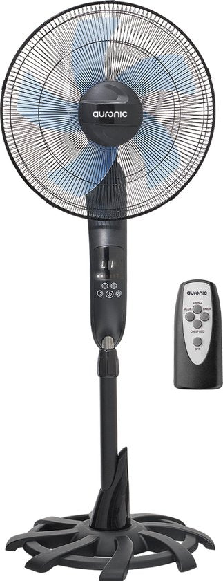 Auronic Stativventilator - Standventilator mit Fernbedienung - Timer - 50W - 53dB - Schwarz