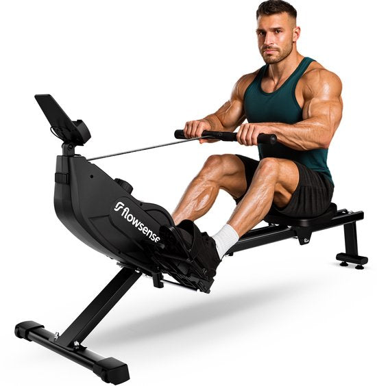 Flowsense Rudergerät - Rudergerät - Leise - Magnetisches Rudergerät Fitness - Rudergerät 16 Widerstandsstufen - LCD Monitor