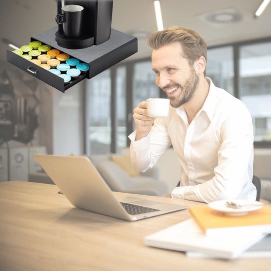 BRASQ Kapselhalter für Dolce Gusto Kapseln - Aufbewahrungsbox mit Schublade - 30 Tassen - Kaffeetassenhalter Schwarz