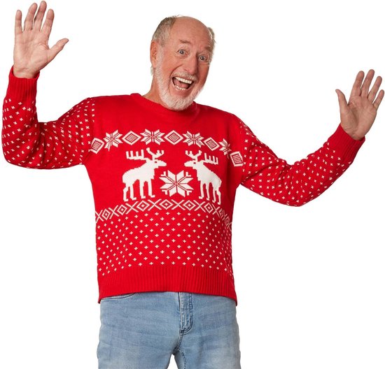 Dressforfun Weihnachtspulli Snow Fun Rot-Weiß – Unisex – Größe M