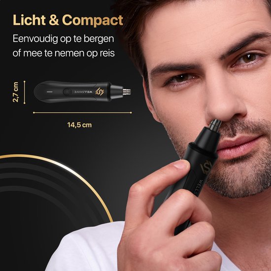 Wellshave 2 in 1 Nasentrimmer Premium - Augenbrauen- und Ohrhaartrimmer - Nasenhaartrimmer für Männer - Augenbrauentrimmer