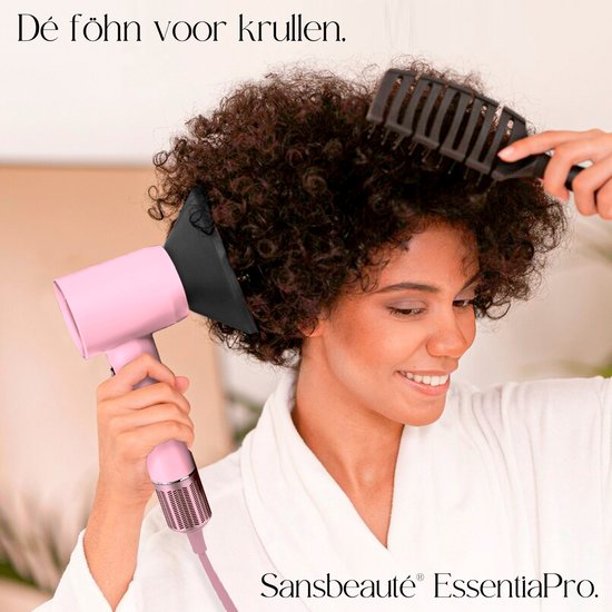 Sansbeauté® Haartrockner mit Diffusor - Locken - 110.000 U/min - Ionen-Haartrockner mit Bürste - 3 Stufen - 3 Aufsätze - Reisehaartrockner - Coolshot - Haartrockner mit Diffusor - Haartrockner - 2000W - EssentiaPRO®