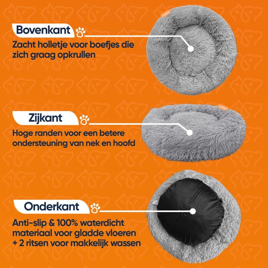Happysnuts Donut Hundekorb 100cm - Braunes Hundebett - Hundebett - Waschbares Hundekissen