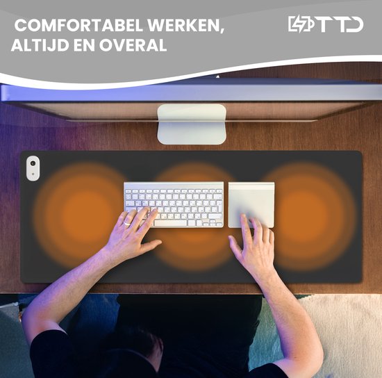 TTD® Beheiztes Mauspad & beheiztes Schreibtischpad - Heizkissen für kalte Hände - Schreibtischheizung - 30℃ bis 50℃ - Schreibtisch-Organisator - Schreibtischunterlage - Schreibtischzubehör - Mauspad XXL