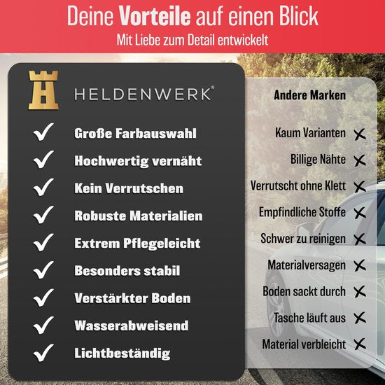 Kofferraumtasche faltbar und stabil - Kofferraum-Organizer Einkaufstasche zur praktischen Aufbewahrung - Auto-Faltbox, Kofferraumbox (rot)