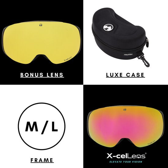 MowMow GRAVITY Skibrille + Zusatzscheibe - Magnetisch - Bio-Frame - R-Strap - UV400 - Unisex