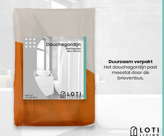 Loti Living Duschvorhang Anti-Schimmel - Strukturierte Kunst - Inklusive Ringe - Wasserdicht - Polyester - Duschvorhang 180x200 cm