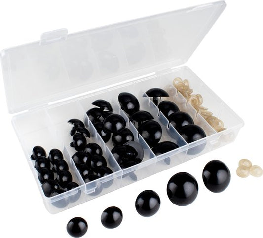 Faas Large Safety Eyes - 80 Stück - Sicherheitsnasen - 17 bis 30 mm - inkl. Unterlegscheiben - Schwarz