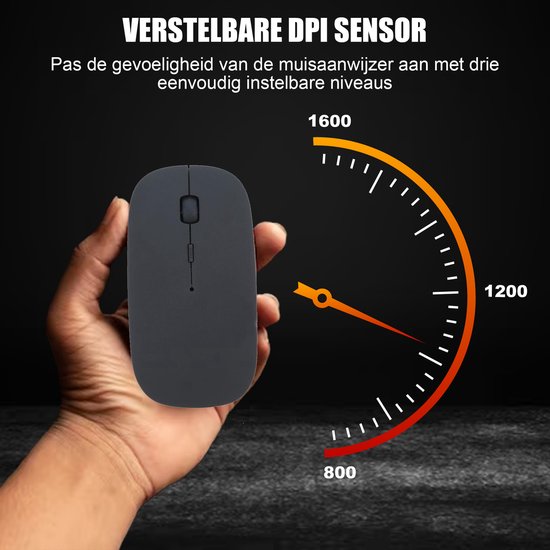K&L Kabellose Maus - Kabellose Bluetooth-Maus Laptop - Geräuschlos - Wiederaufladbar - Schwarz