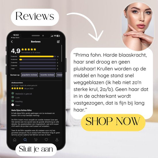 Sansbeauté® Haartrockner mit Diffusor - Locken - 110.000 U/min - Ionen-Haartrockner mit Bürste - 3 Stufen - 3 Aufsätze - Reisehaartrockner - Coolshot - Haartrockner mit Diffusor - Haartrockner - 2000W - EssentiaPRO®