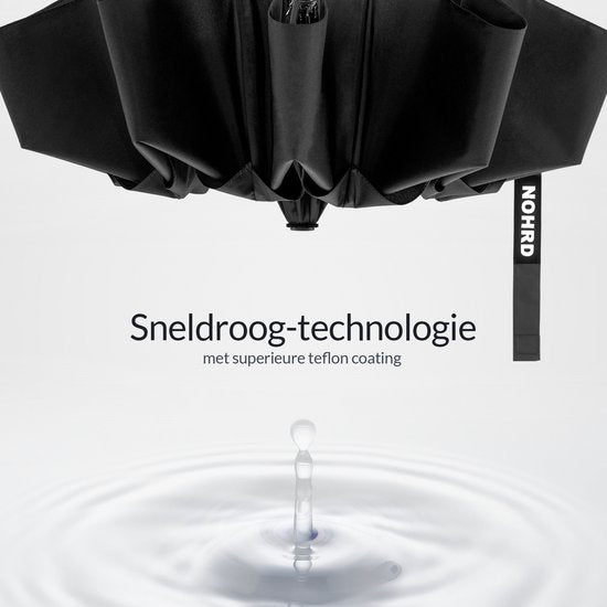 Nohrd Storm Umbrella - Schwarz - Regenschirm faltbar - Winddurchlässig - 140 km/h - Sturmschirme - Automatisches Auf- und Zusammenfalten - Regenschirme - inkl. Schutzhülle