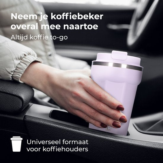 Castagnola Thermos Cup - Kaffeebecher To Go - Reisebecher für Kaffee und Tee - Teebecher - 380 ML - Edelstahl - Hellviolett - Achteck