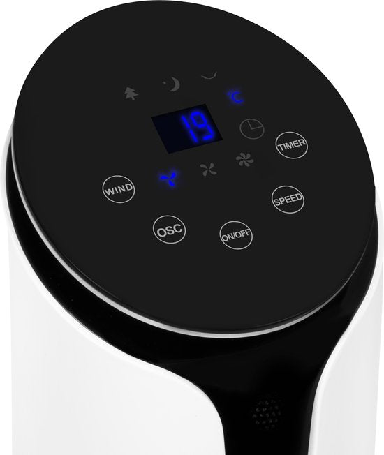 VONROC Luxe Ventilator - Turmventilator - Höhe 110 cm - Inkl. Fernbedienung - 3 Geschwindigkeiten - Swing-Funktion - 15-Stunden-Timer - weiß