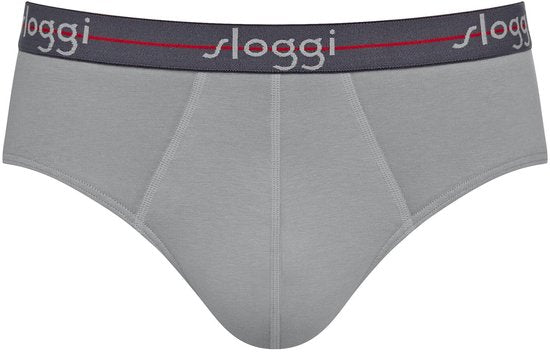 Sloggi Start Midi 2er-Pack Slips - Männer - Baumwolle/Elastan - Regular Waist - Elastisches Band - Schwarz/Grau - Größe XL