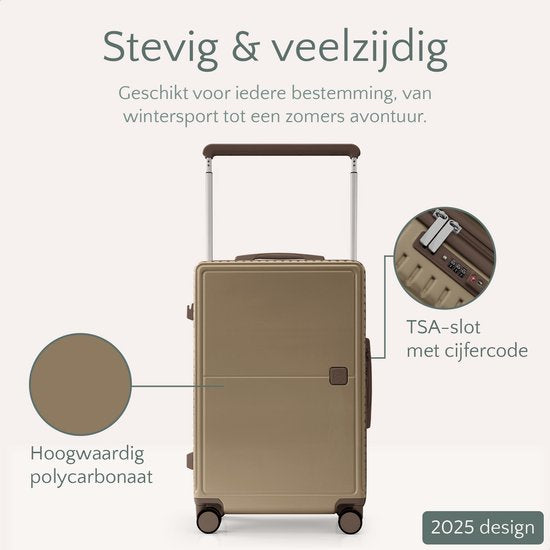 Skycases City Walker - 3-teiliges Kofferset | Leicht & Langlebig | 20, 24 & 28 Zoll | 360° Spinner-Räder | TSA-Schloss | Inklusive Schutzhüllen - Champagner