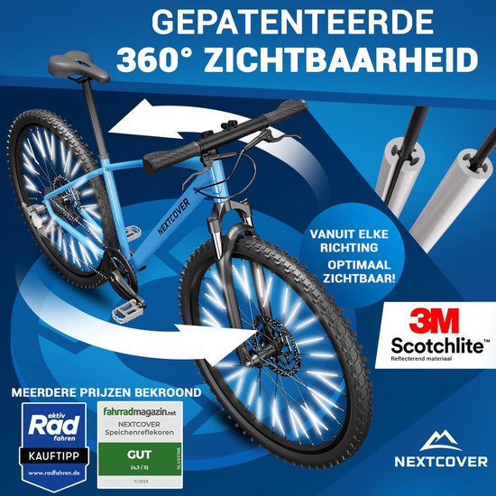 Nextcover® Speichenreflektoren Fahrrad 36 Stück - Das Original - [3M Scotchlite] Maximale Sichtbarkeit I Speichenlicht Fahrrad I Fahrradreflektoren I Alternative zu Katzenaugen Fahrrad