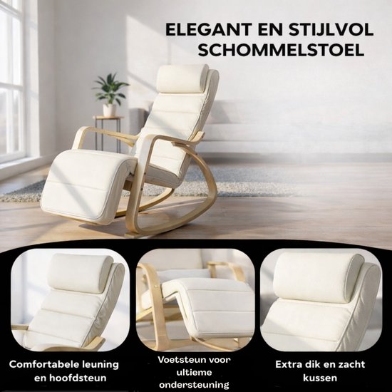 Bayt Schaukelstuhl - Sessel - Babyzimmer-Schaukelstuhl - Relaxsessel - Weiß