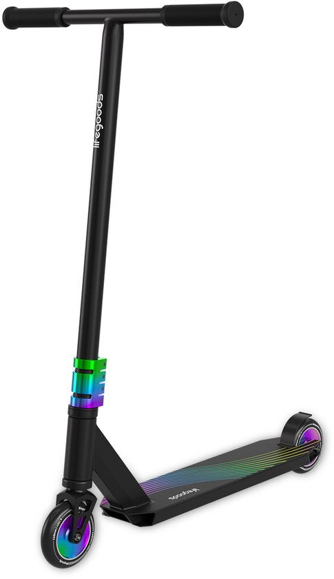 LifeGoods Stuntstep Pro X - T-Bar - HIC - Schritt für Kinder - Jungen/Mädchen - 110mm - 100KG - Regenbogen